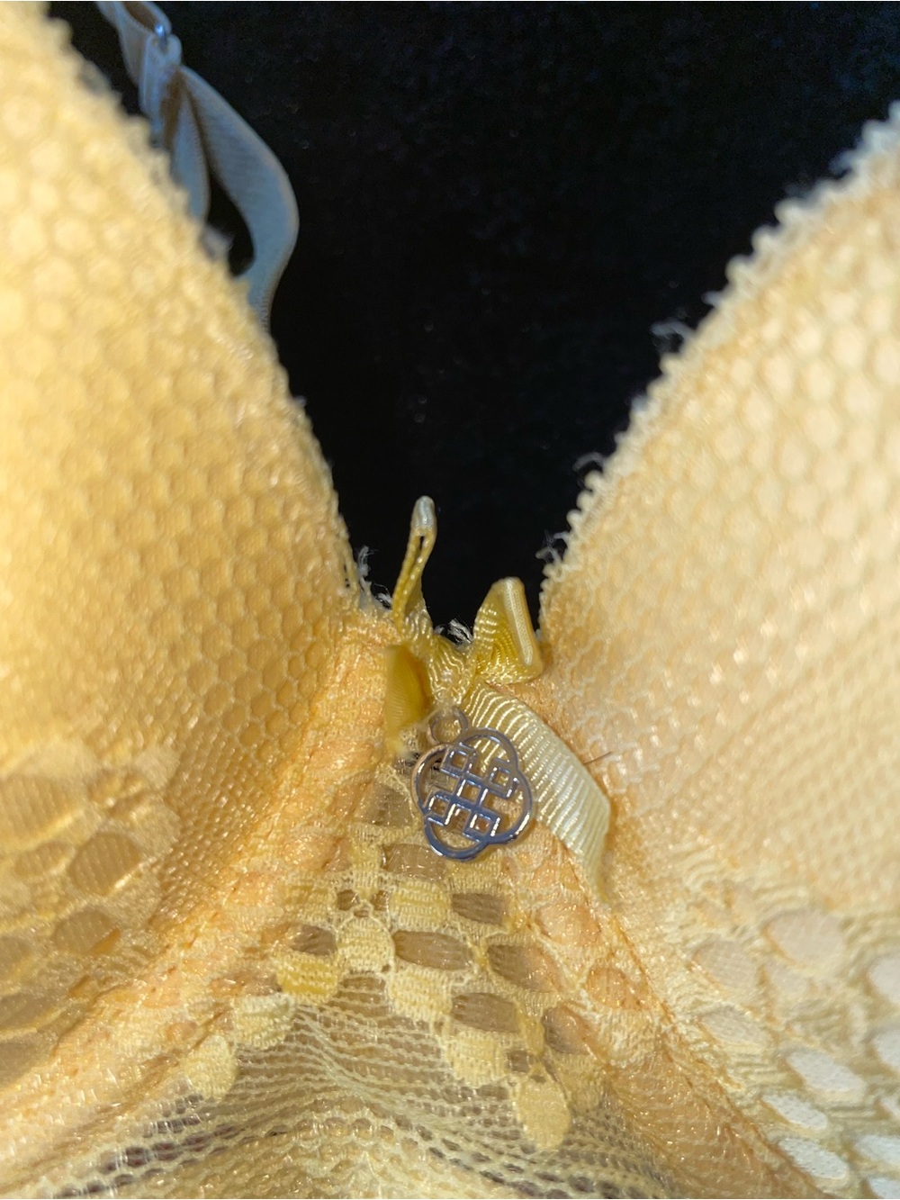 Daisy Fuentes Yellow Lace Push-Up Bra with Center Charm